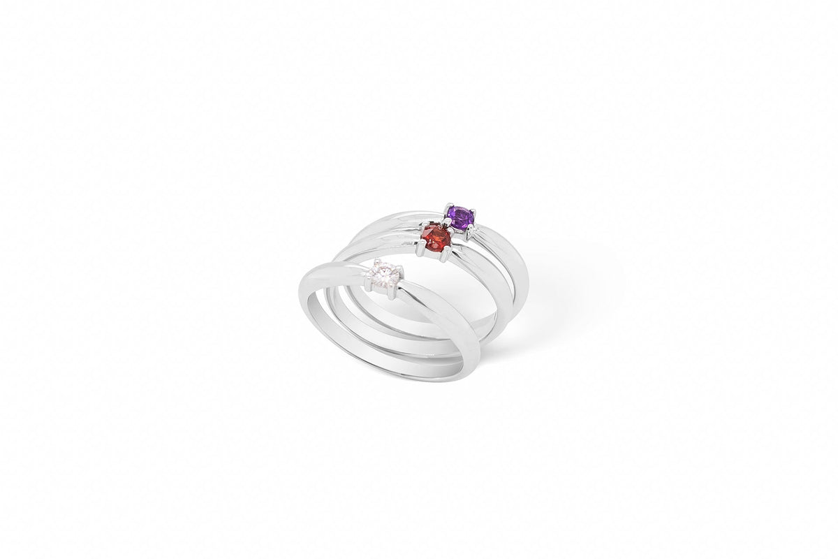 Amethyst and Aquamarine ring in sterling silver, style R3729 - view 10