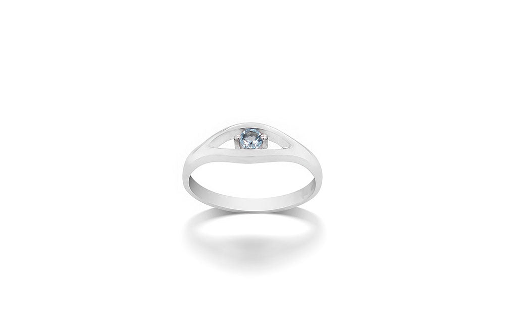 Blue Topaz and Emerald ring in sterling silver, style R3730 - view 4