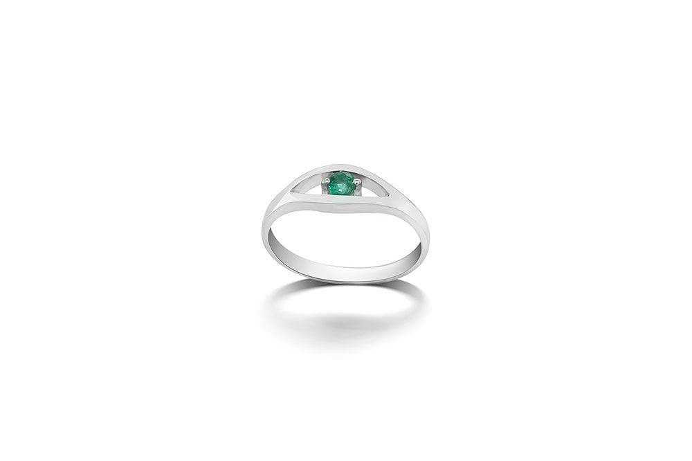 Blue Topaz and Emerald ring in sterling silver, style R3730 - view 6