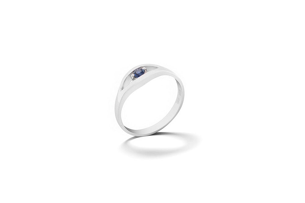 Blue Topaz and Emerald ring in sterling silver, style R3730 - view 10
