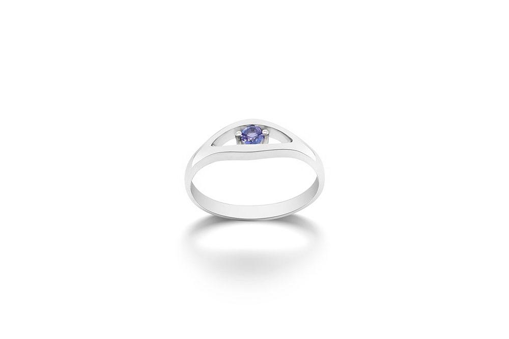 Blue Topaz and Emerald ring in sterling silver, style R3730 - view 14