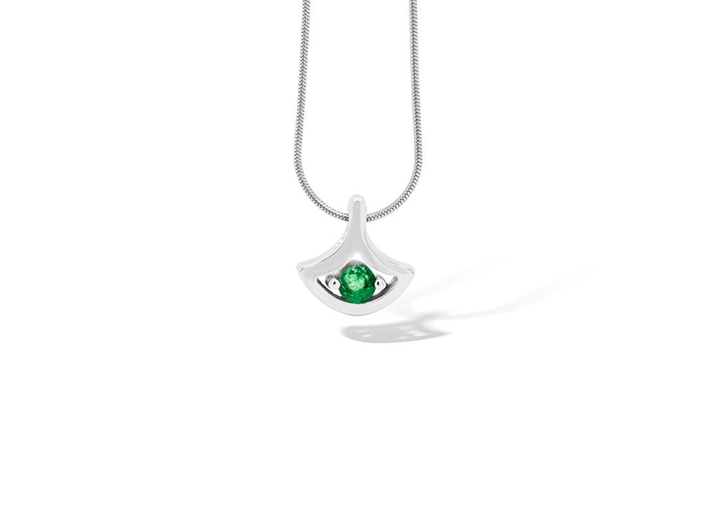 Blue Topaz and Emerald pendant in sterling silver, style P3229 - view 4