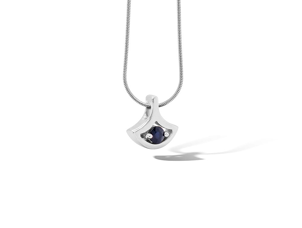 Blue Topaz and Emerald pendant in sterling silver, style P3229 - view 8