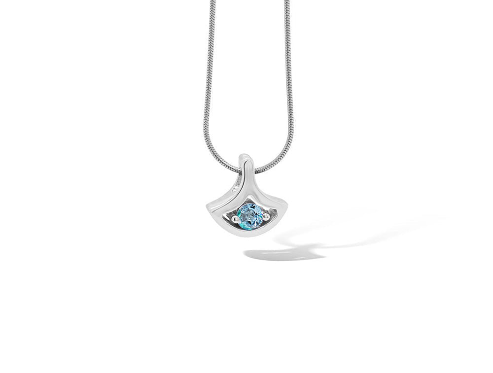 Blue Topaz and Emerald pendant in sterling silver, style P3229 - view 12