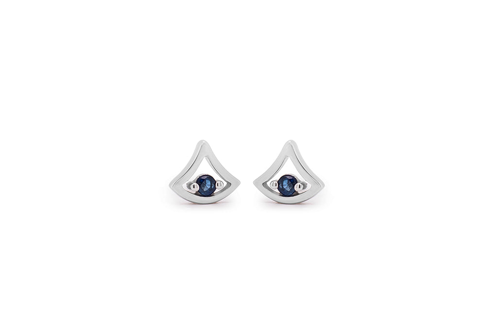 Blue Topaz and Emerald earrings in sterling silver, style E3940 - view 9