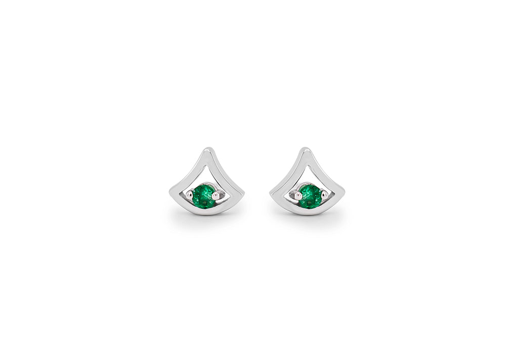 Blue Topaz and Emerald earrings in sterling silver, style E3940 - view 2