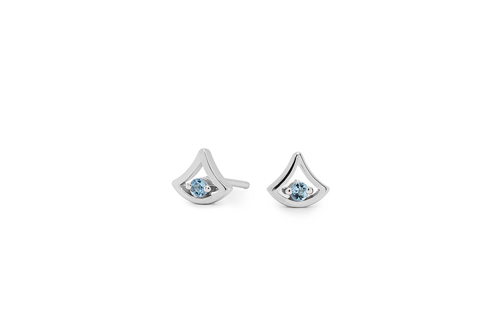 Blue Topaz and Emerald earrings in sterling silver, style E3940 - view 6