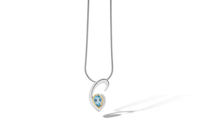 Blue Topaz and London Blue Topaz pendant in sterling silver, style P7635