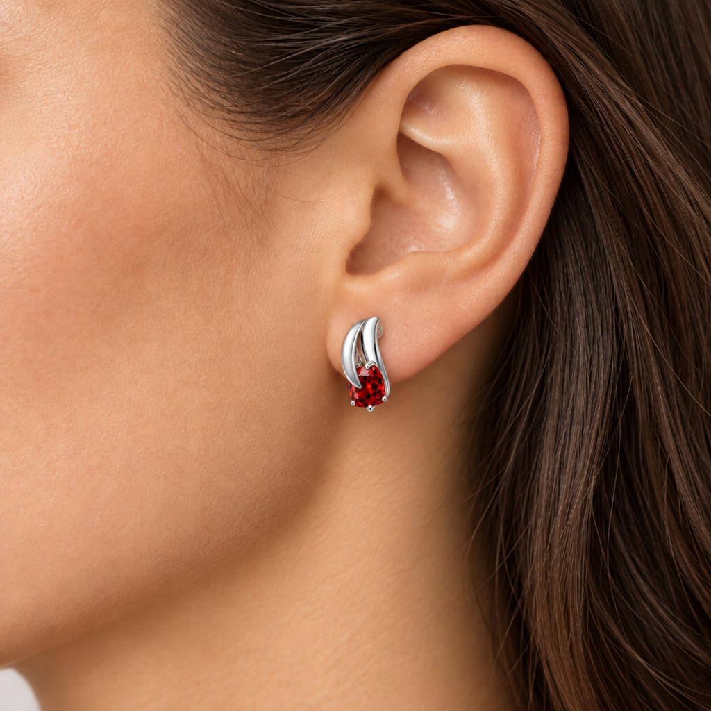 Small is Beautiful Gemstone Earrings in 925 Sterling Silver | E7360 - view 2