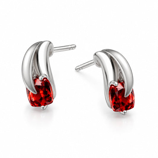 Blue Topaz and Garnet earrings in sterling silver, style E7360 - view 6