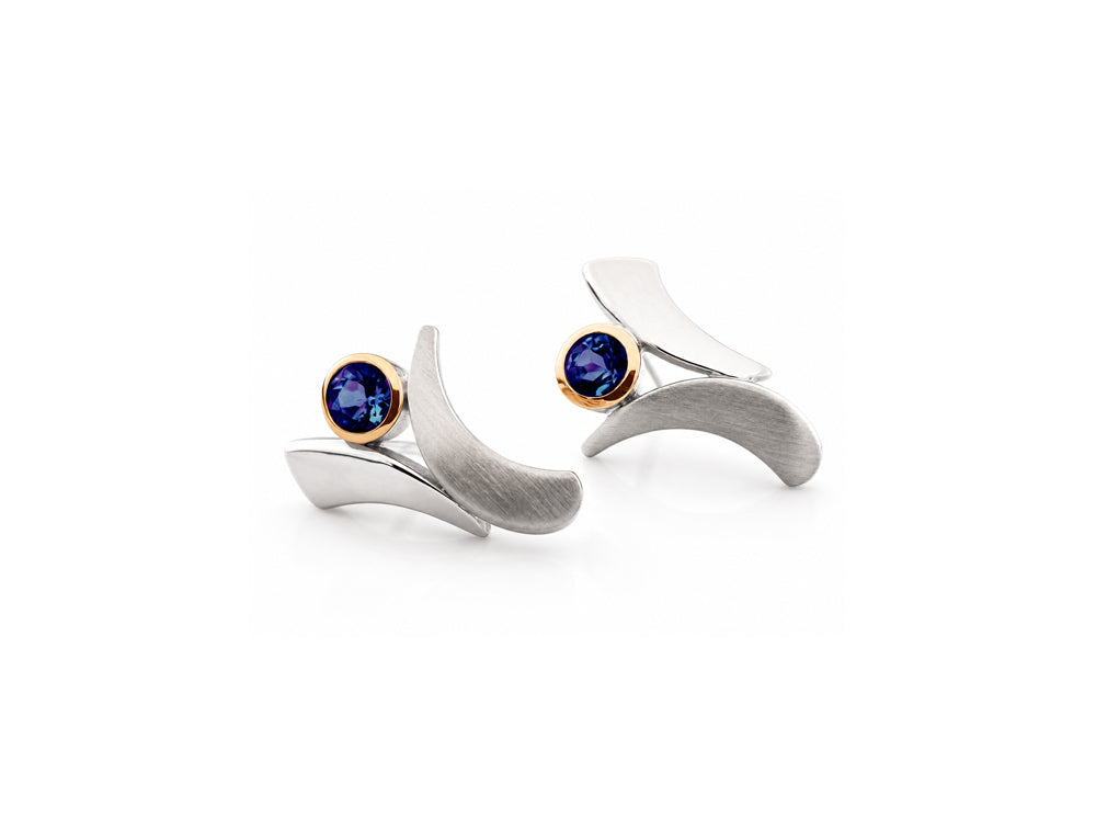 Amethyst and Blue Topaz earrings in sterling silver, style E7370