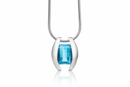 Blue Topaz and Garnet pendant in sterling silver, style P4747