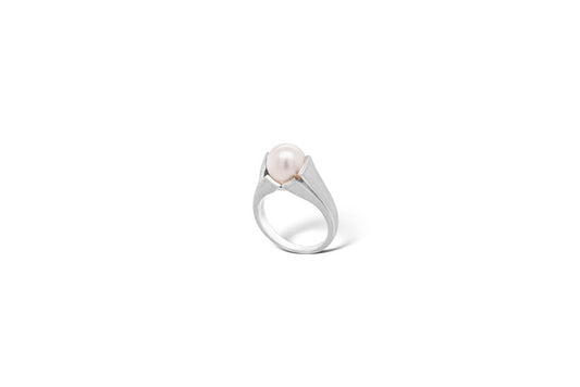 Bamboo Design Pearl Ring R6498 - Ring