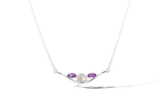 Opal and Amethyst necklace in sterling silver, style N3451