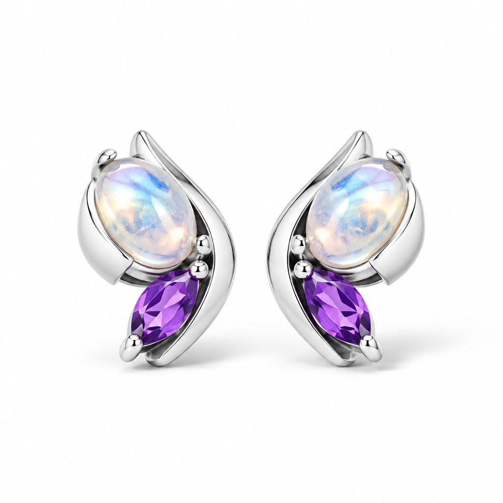 Opal and Amethyst earrings in sterling silver, style E9897