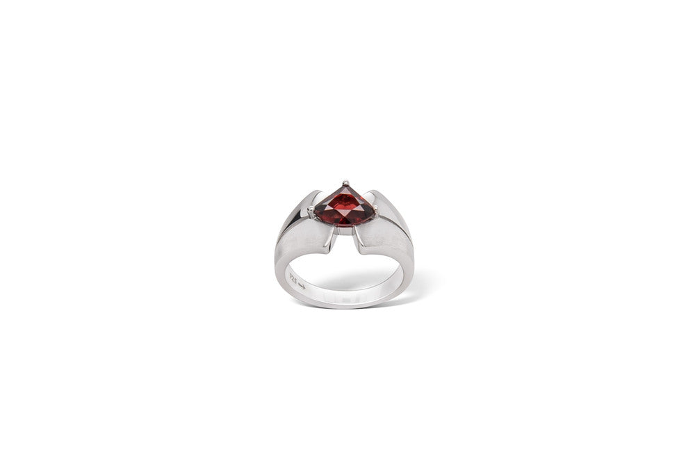 Blue Topaz and Garnet ring in sterling silver, style R6110 - view 2