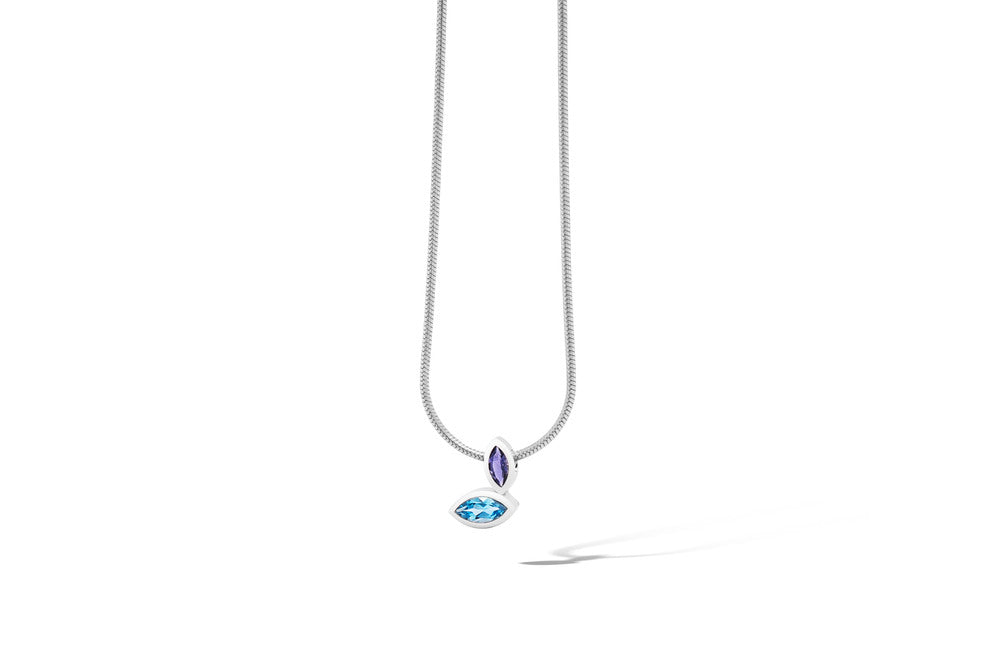 Blue Topaz and Peridot pendant in sterling silver, style P3916 - view 3