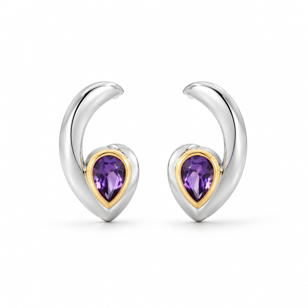 Amethyst and Blue Topaz earrings in sterling silver by Joryel Vera, style E9961 - view 3