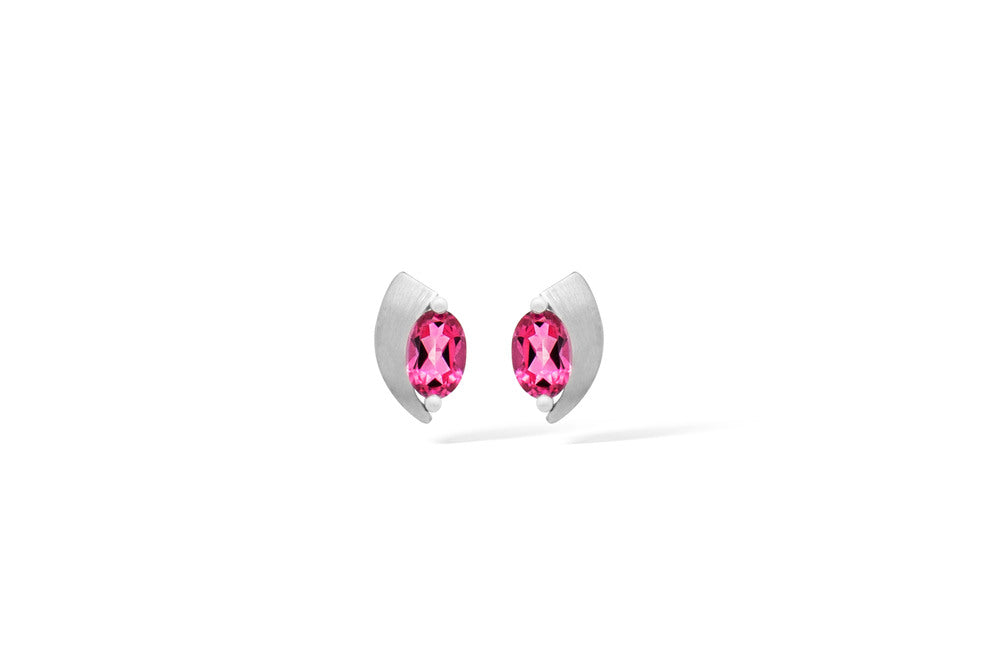 Oval Gemstone Earring E9298 - E9298 Pink Topaz - Earring