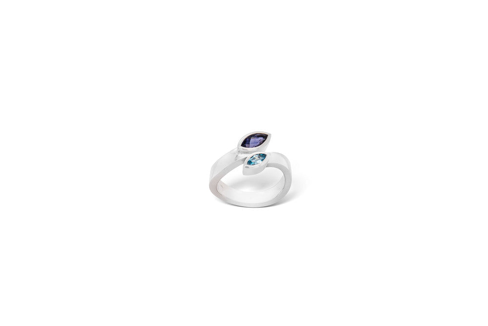 Marquise Gemstone Ring R3908 - R3908 Blue Topaz / Iolite - Ring