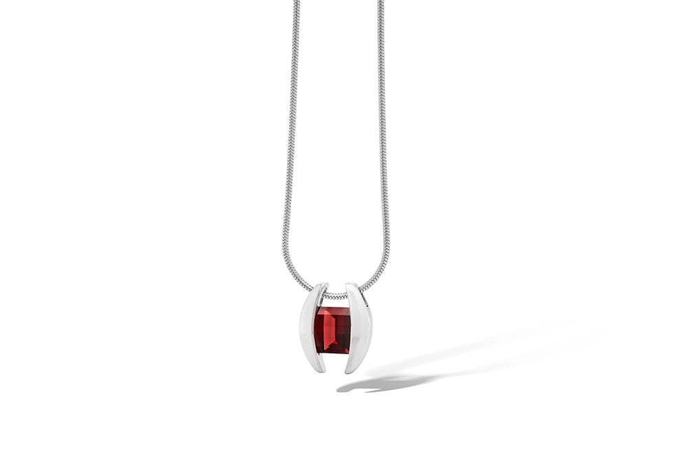 Blue Topaz and Garnet pendant in sterling silver, style P4747 - view 2