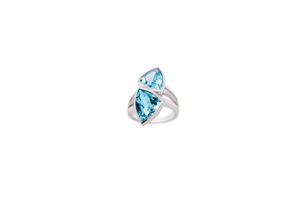 Art Deco Inspiration R7230 - R7320 Sky & Swiss Blue Topaz - Ring