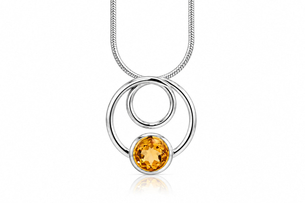 Citrine and London Blue Topaz pendant in sterling silver