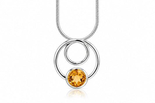 Citrine and London Blue Topaz pendant in sterling silver by Joryel Vera