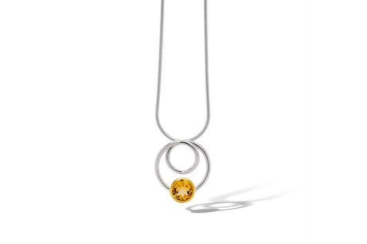 Gemstone Circle Pendant P7774Pg - P7774 CITRINE - Pendant