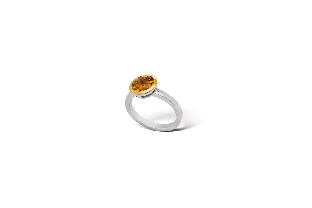 Blue Topaz and Citrine ring in sterling silver - view 2