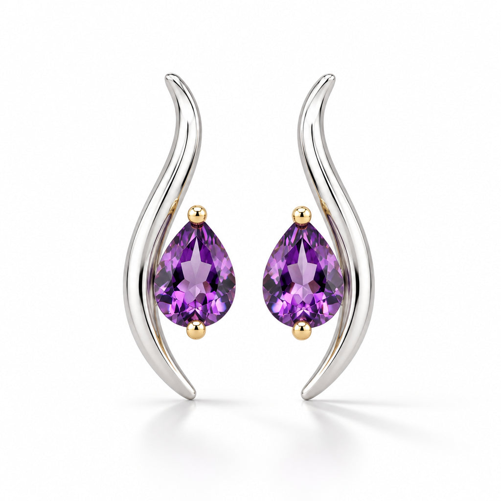 Modern gemstone earrings in 925 sterling silver by Joryel Vera, style E9287 - view 4