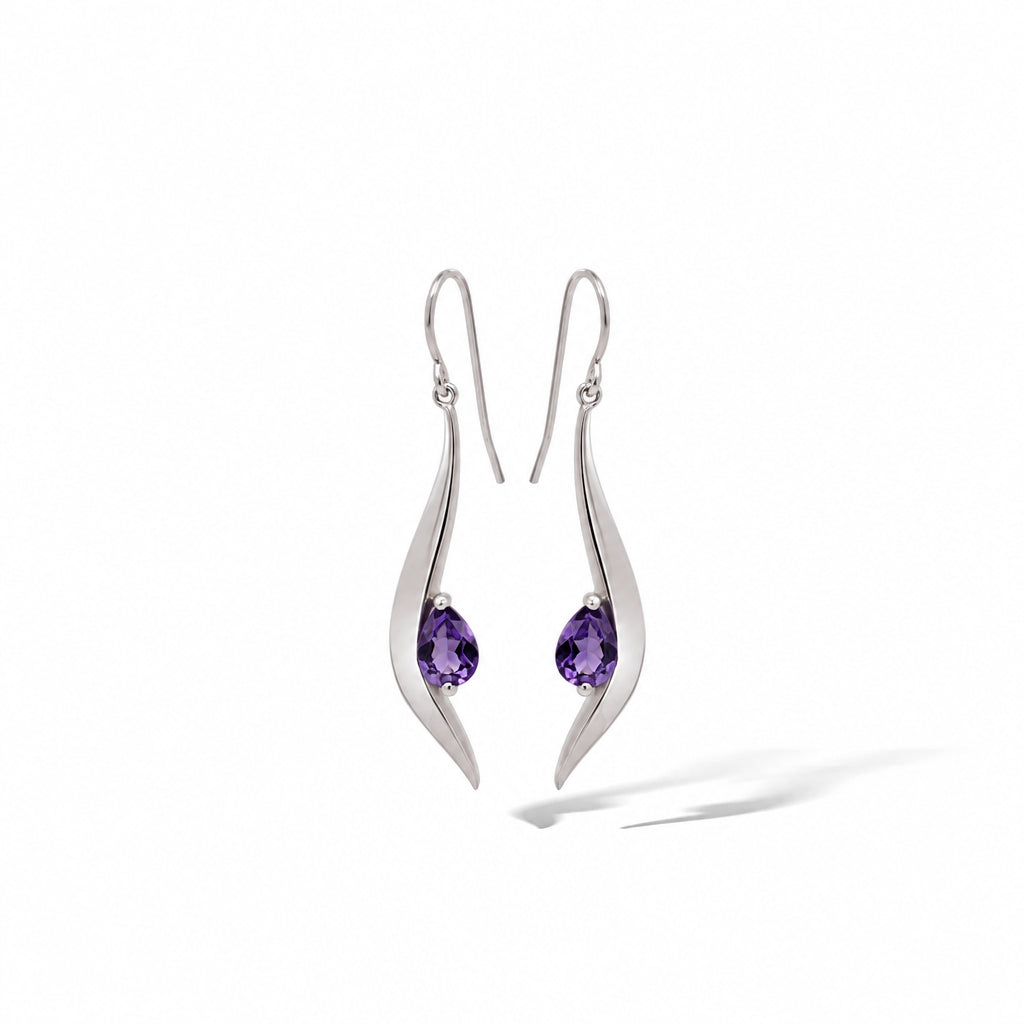 Garnet and Green Quartz earrings in sterling silver, style E9307 - view 3