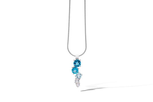 Blue Topaz pendant in sterling silver, style P3824
