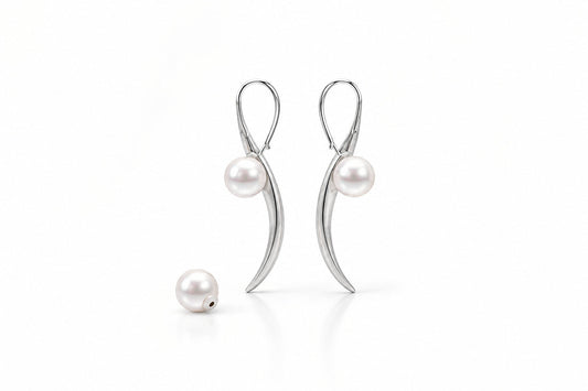 Pearl earrings in sterling silver by Joryel Vera, style E9325 - view 2