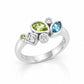 Swiss Blue Topaz, Peridot and White Topaz ring in sterling silver, style R3923 - view 4