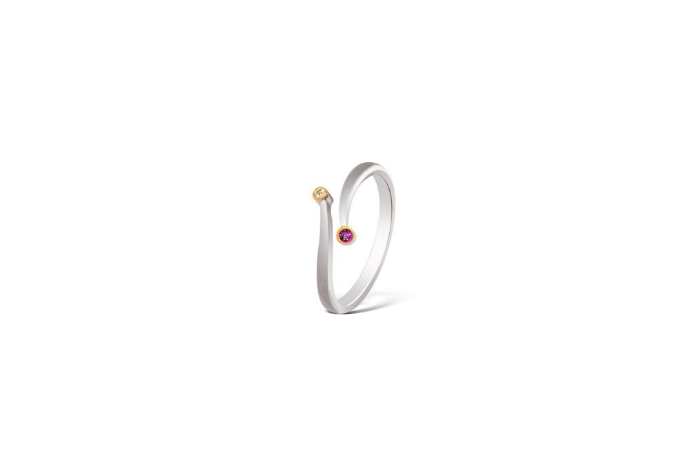 Blue Sapphire and Diamond ring in sterling silver, style R3466 - view 3