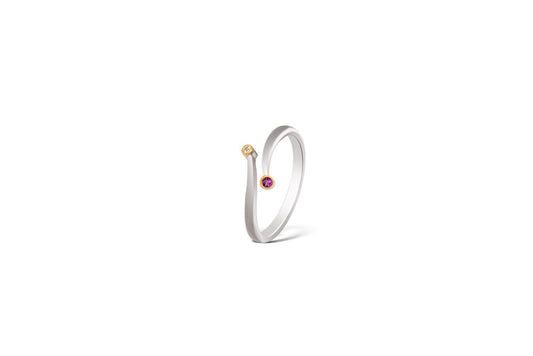 Blue Sapphire and Diamond ring in sterling silver, style R3466 - view 3