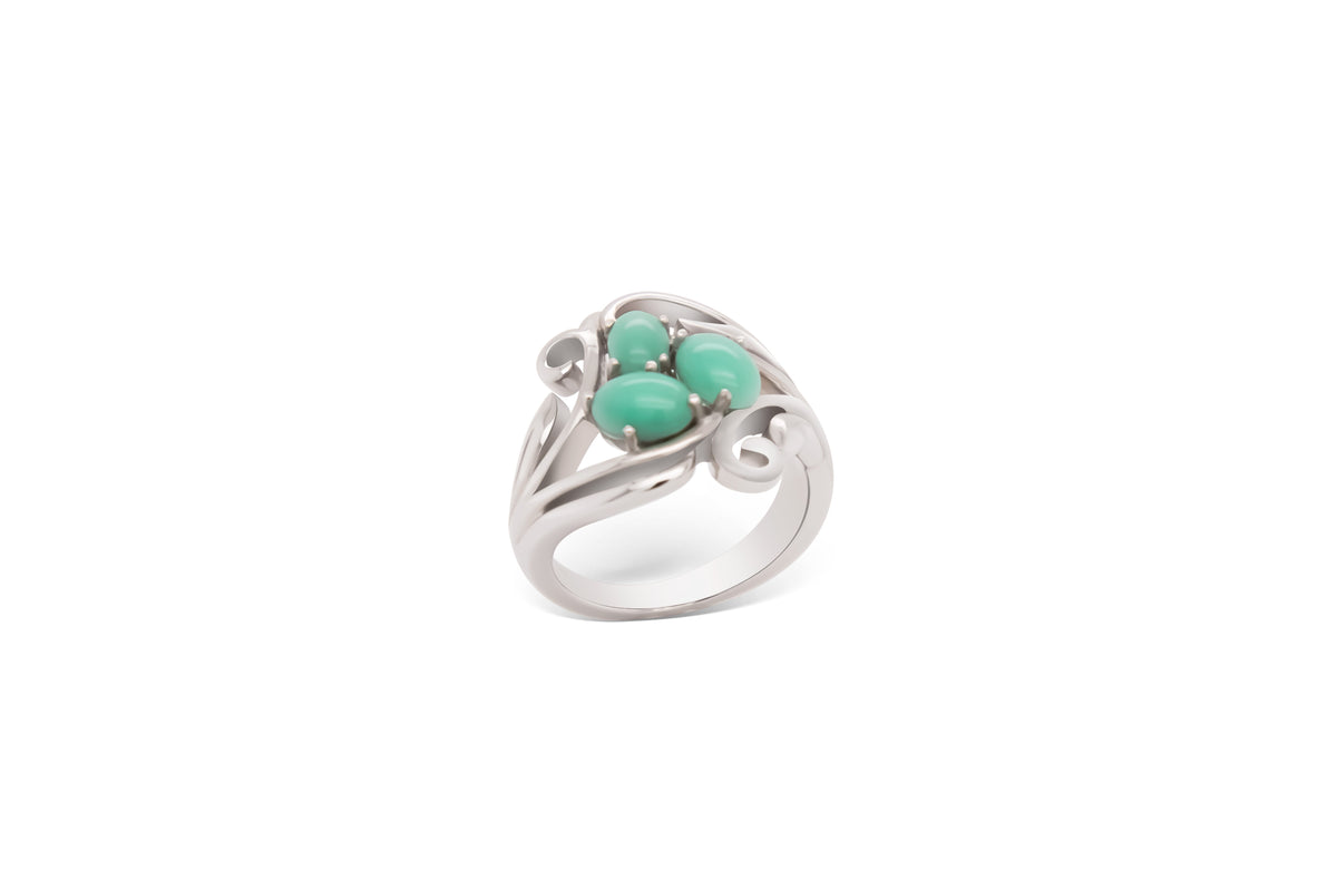 Opal ring in sterling silver, style R7261 - view 3