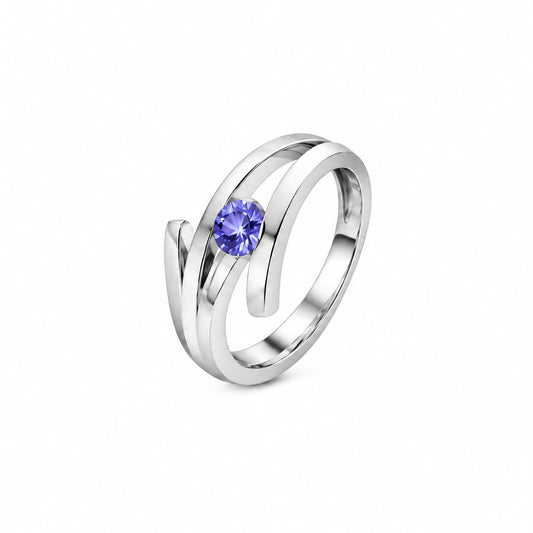 Blue Topaz and Garnet ring in sterling silver, style R4208 - view 2