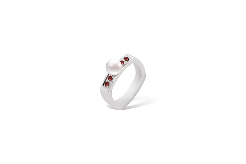 Gemstones & Pearl Ring R1858 - R1858 Garnet w/Pearl - Ring