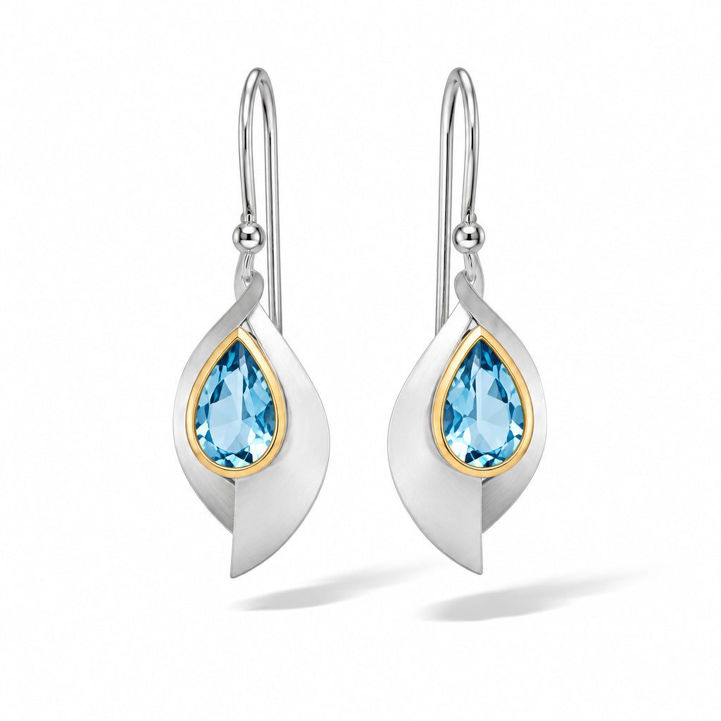 Citrine and Green Amethyst earrings in sterling silver, style E9285 - view 7