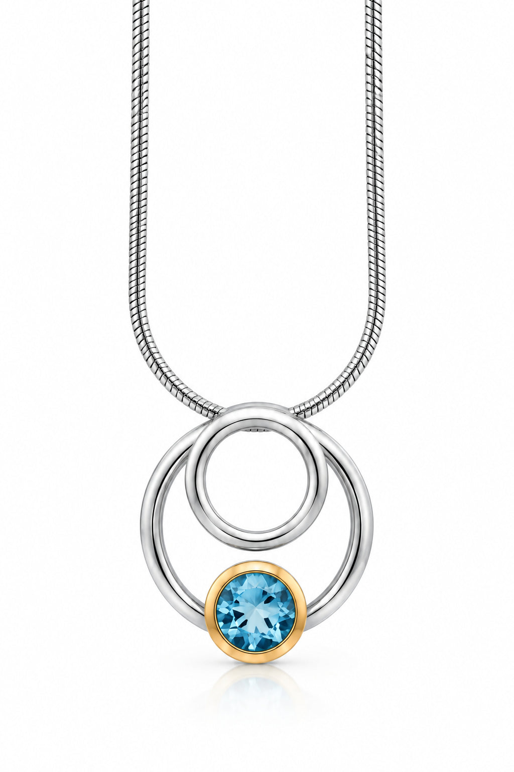 Citrine and London Blue Topaz pendant in sterling silver - view 2