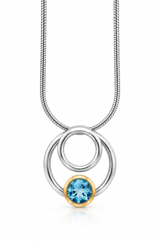 Citrine and London Blue Topaz pendant in sterling silver - view 2