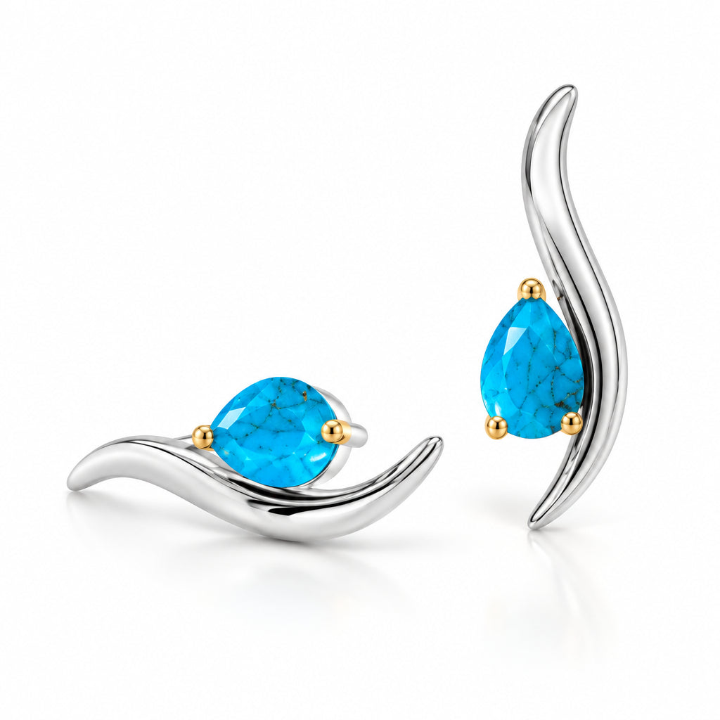 Turquoise earrings in 925 sterling silver by Joryel Vera, style E9287