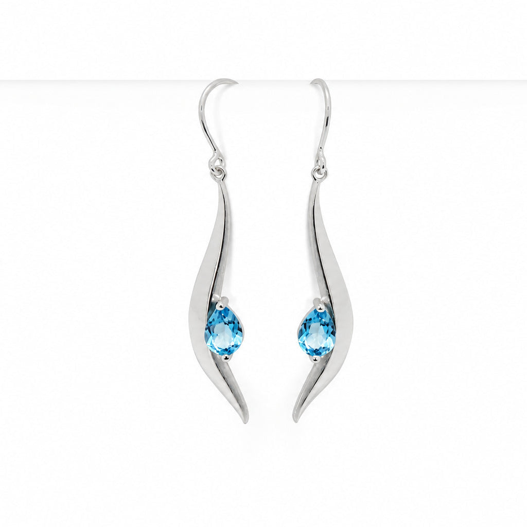 Garnet and Green Quartz earrings in sterling silver, style E9307 - view 4