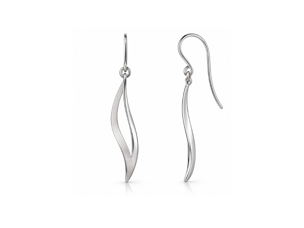 High Polish Silver Drop Earrings in 925 Sterling Silver | E9319 - view 2