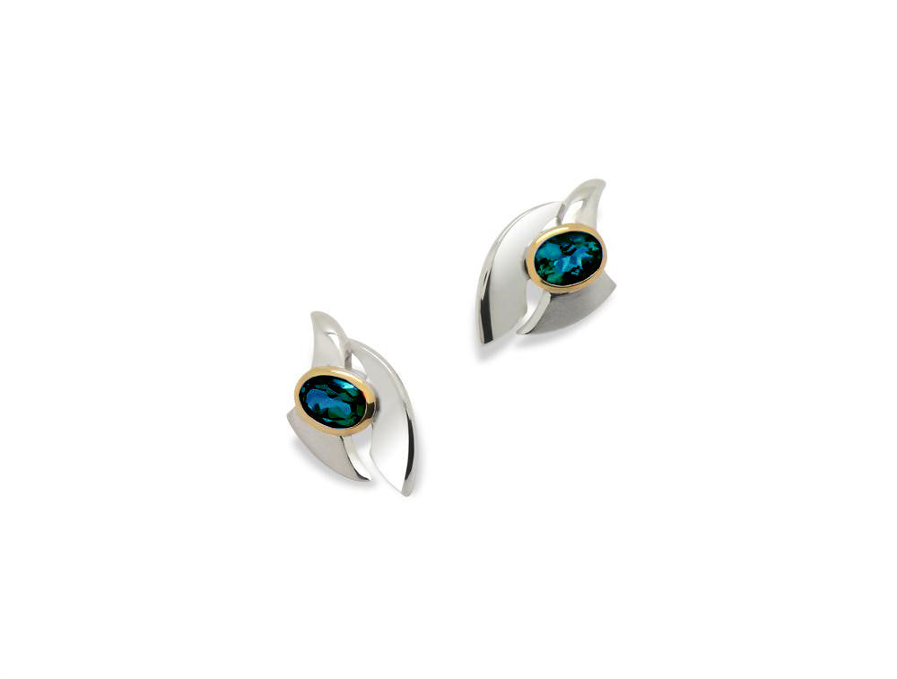 Blue Topaz and London Blue Topaz earrings in sterling silver, style E9328
