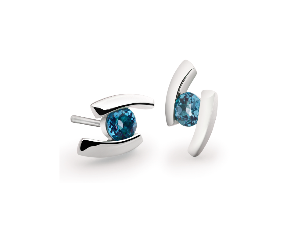 Amethyst and Blue Topaz earrings in sterling silver, style E3059 - view 4