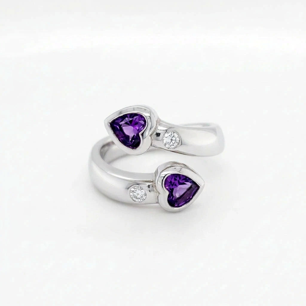 Double Heart Amethyst Ring | R6767
