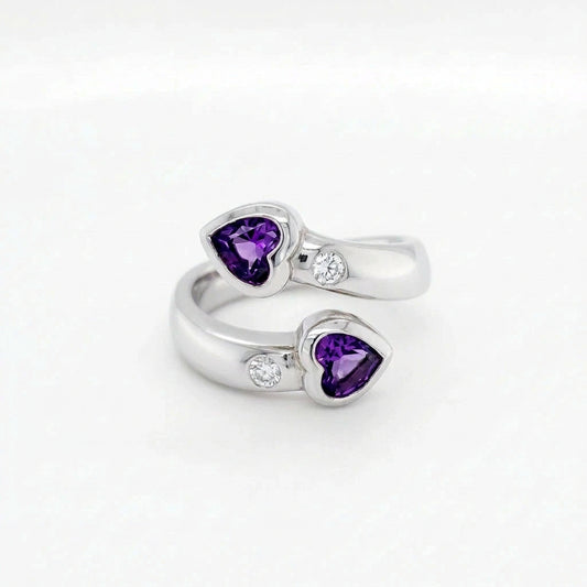 Double Heart Amethyst Ring | R6767